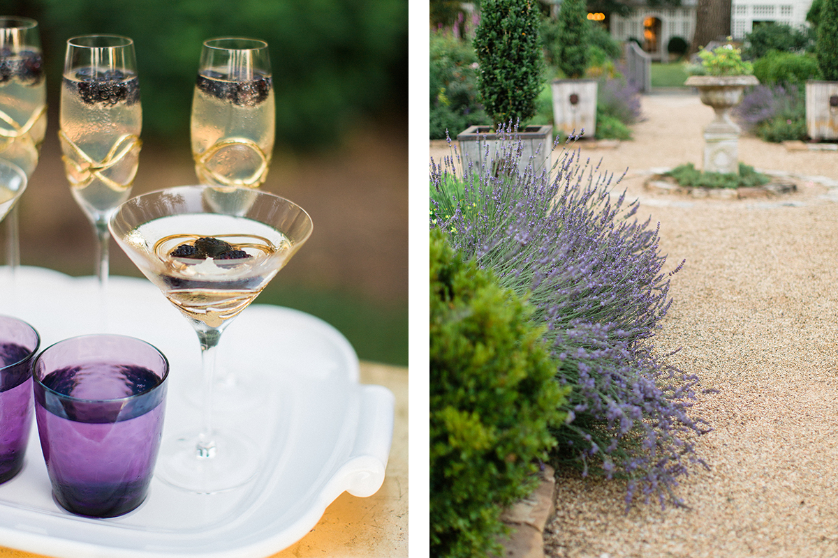 Champagne in lavender garden